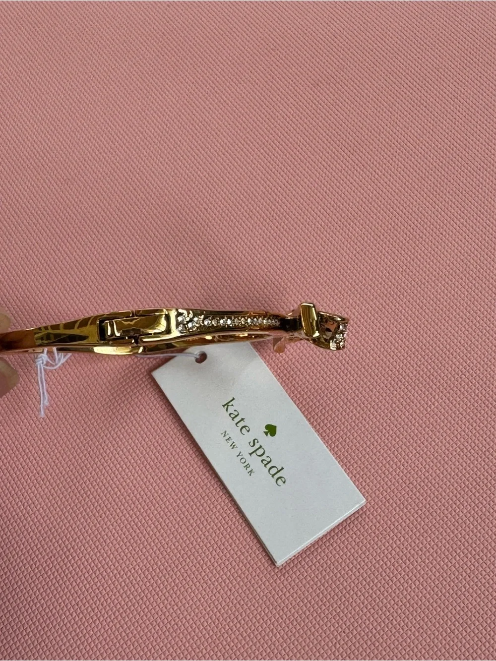 kate spade Love Notes gold bow jeweled bracelet bangle, NWT New